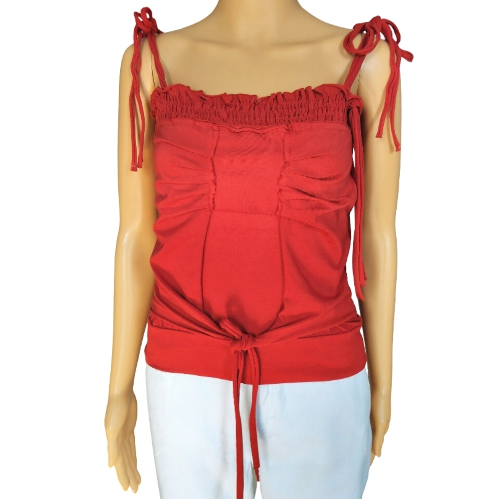 PRI Pari Line Women's Brick Red Strappy Embroidered Top Size S NWOT